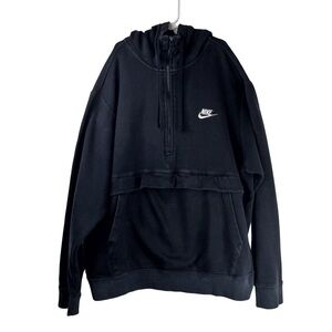 NIKE Kids Boys Men’s Black 1/2 Zip Hoodie/Flap over Front Pocket/Boys L Men’s S